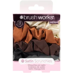 Brushworks Natural Satin Scrunchies 4 Pieces