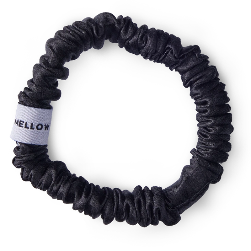 Mellow Mind Silk Scrunchie - Black 1 Mellow Mind Silk Scrunchie - Black